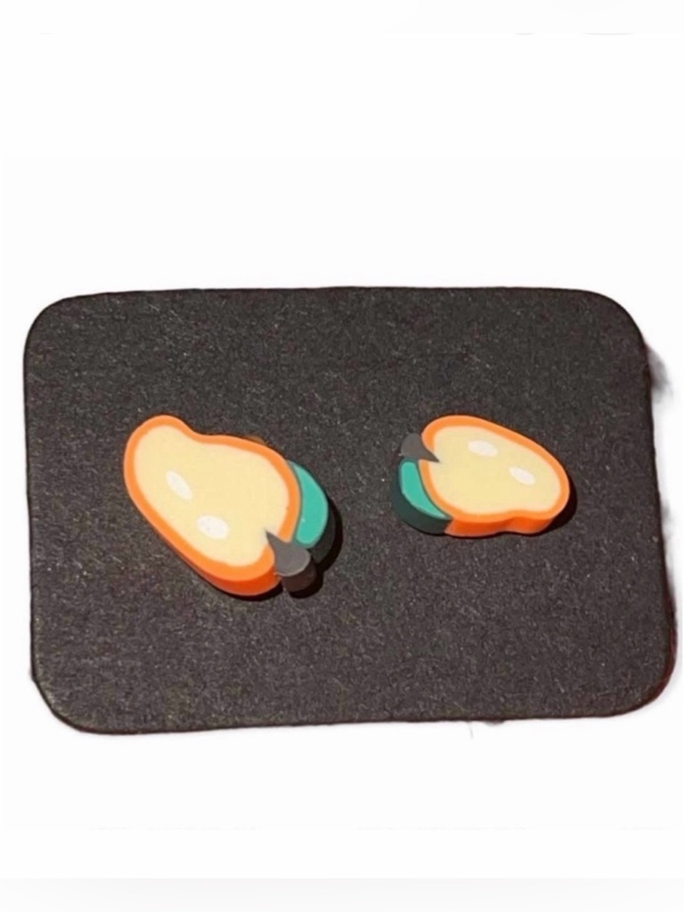 New Handmade Artisan Pear Slice Polymer Clay Hypoallergenic Stud Earrings